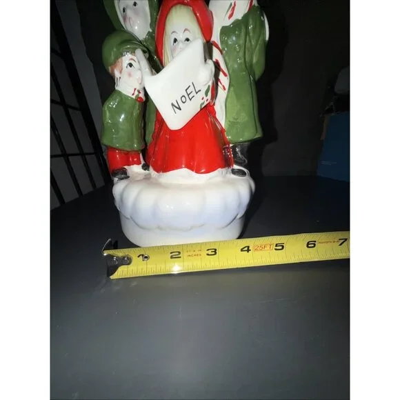 Christmas Carolers Music Box Vintage Ceramic Silent Night Rotates Works 8”Lx5”W - Picture 15 of 16